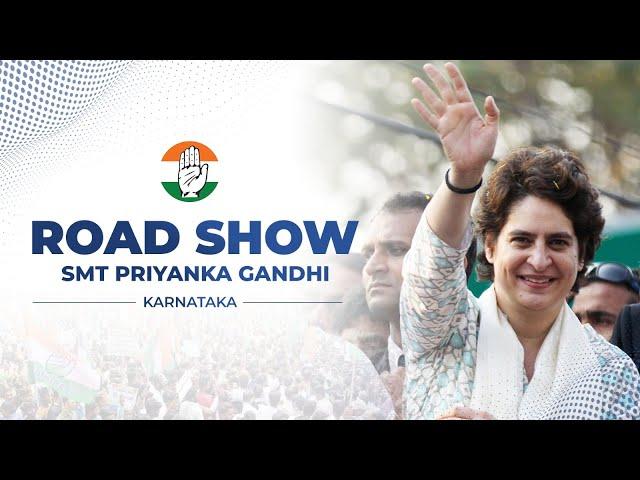 LIVE: Smt. Priyanka Gandhi holds a massive road show in Mahadevpura, Karnataka.