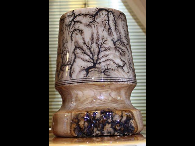 Lichtenberg Pyrography on Ash End Grain Bowl.