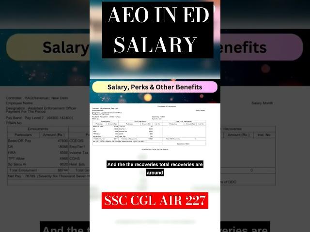 AEO IN ED SALARY BY SSC CGL AIR 227 #ssc #ssccgl #ssccgl2024 #sscchsl #motivation #power