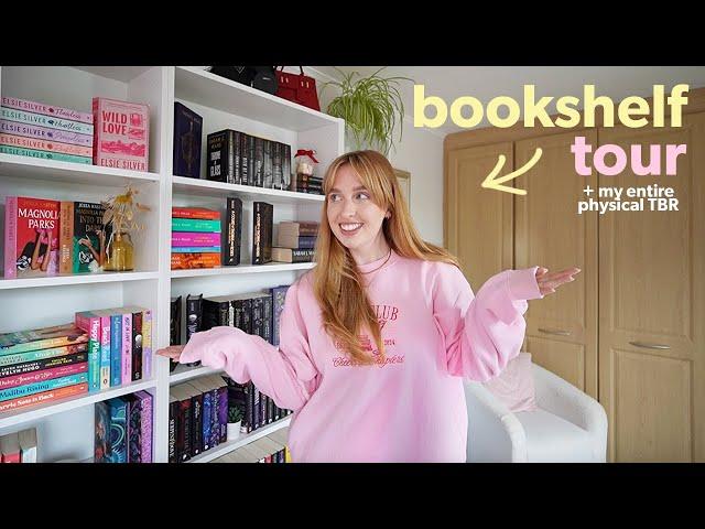 Bookshelf tour! Every single book I own & my physical TBR...