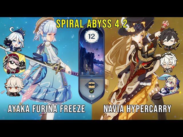 C0 Ayaka Furina Freeze and C0 Navia Hypercarry - Genshin Impact Abyss 4.2 - Floor 12 9 Stars