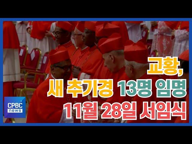 교황, 새 추기경 13명 임명…11월 28일 서임식