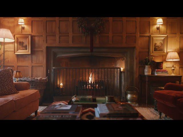 A COSY CRACKLING FIREPLACE ️‍ 90 Minutes ASMR Cotswolds Drawing Room Open Fire - 4K with sounds