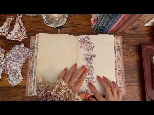 Part 1 Layered Pages with Lace Floral Edges | ASMR | Timeless Art Deco Journal