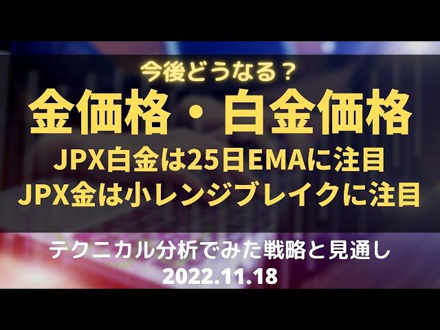 【金価格・白金価格】今後どうなる？ JPX白金は25日EMAに注目 JPX金は小レンジブレイクに注目　テクニカル分析でみた見通しと戦略 11月18日（金）