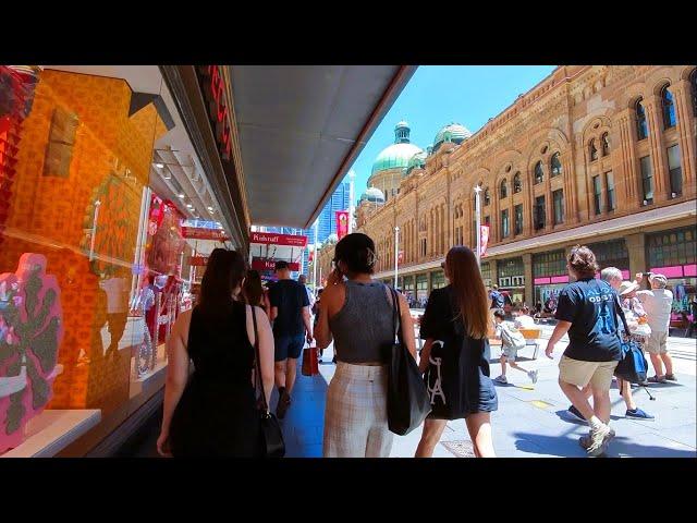 Sydney City Walk -  Martin Place - Pitt St Mall - George St - Lunch Time Rush - Sydney - Australia