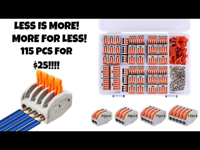 115 PCS Lever Wire Connectors Nuts Kit with Bases&Screws 28-12 AWG REVIEW!