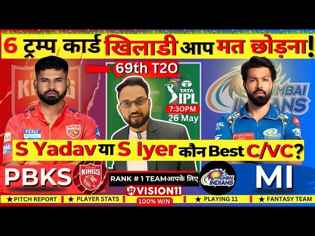 PBKS vs MI Dream team Prediction | PBKS vs MI Dream Prediction | MI vs PBKS pitch update