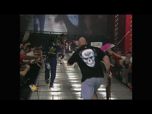 Patriot makes run in to save Vader from Hart Foundation & Austin Chases them backstage! 1997