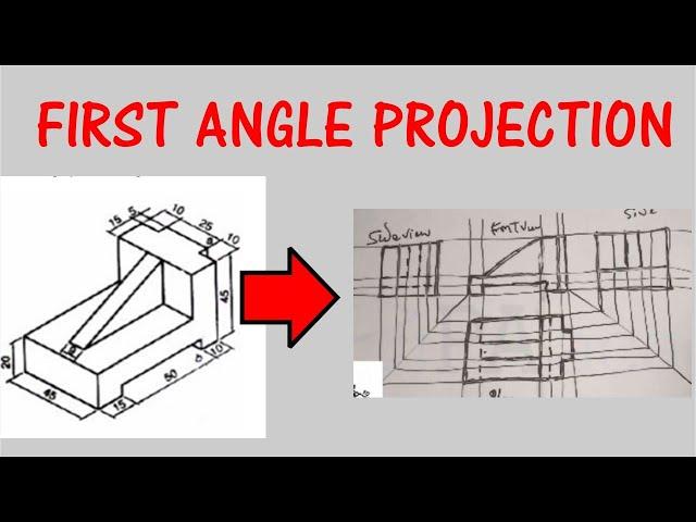 First Angle Projection Tutorial. How To Draw Orthographic Projection Of Isometric View. PA Academy