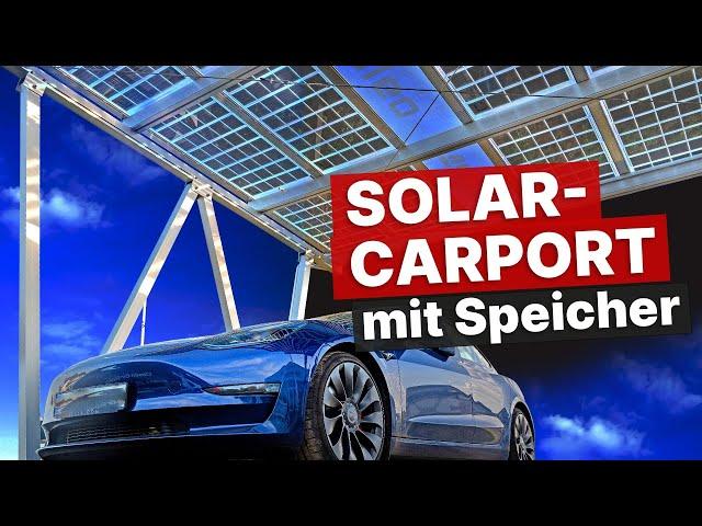 Solarcarport mit Speicher: PV Anlage lädt E-Auto ohne Netzanschluss