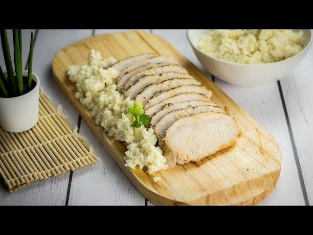 Slow Cooker Pork Loin with Creamy Cauliflower Mash  | Cast Iron Keto Recipe