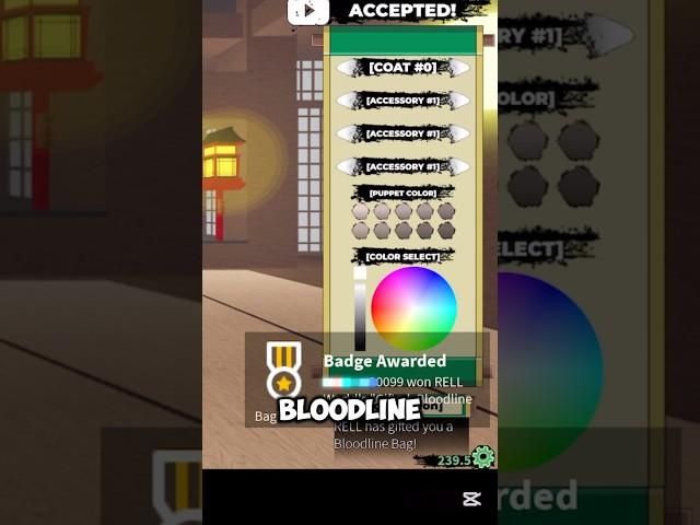 Shindo life FREE bloodline bag Roblox #shorts #shindolife #roblox