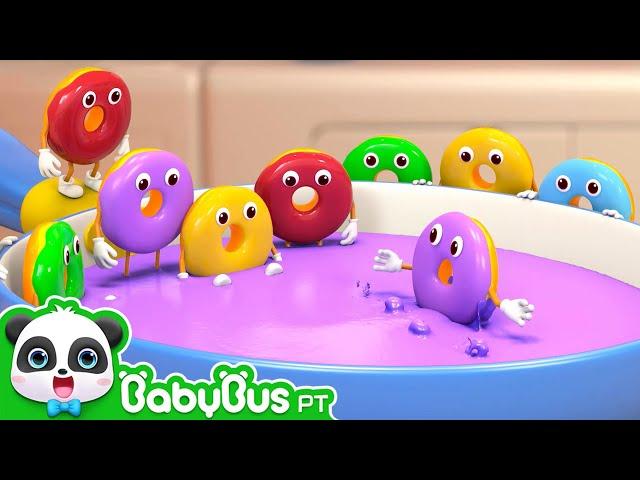 10 Donuts Dancing Together | Learn Colors | Learn Numbers | Song for Kids | BabyBus Portuguese