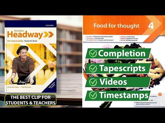 New Headway Pre-Intermediate 5th Edition - Unit 4: Food For Thought || Student's Book