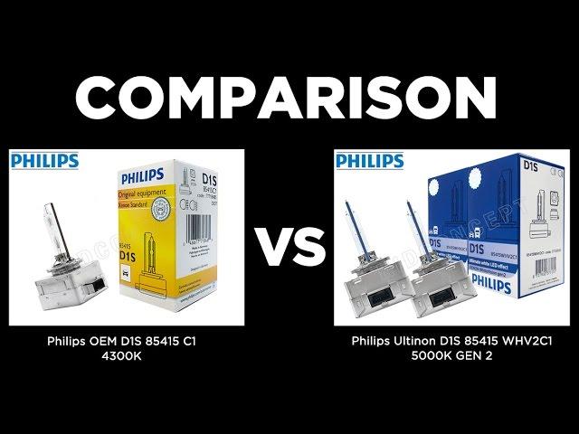 PHILIPS OEM D1S 4300K vs PHILIPS WHITE VISION D1S 5000K GEN 2