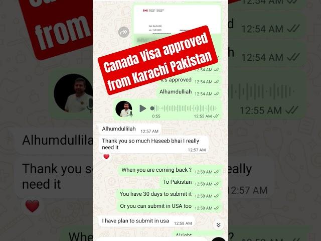 Canada Visa Approved from Karachi Pakistan