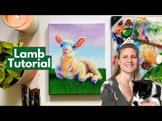 Paint a Lamb in 65-minutes Step by Step Using Acrylic Paint for Beginner Artists