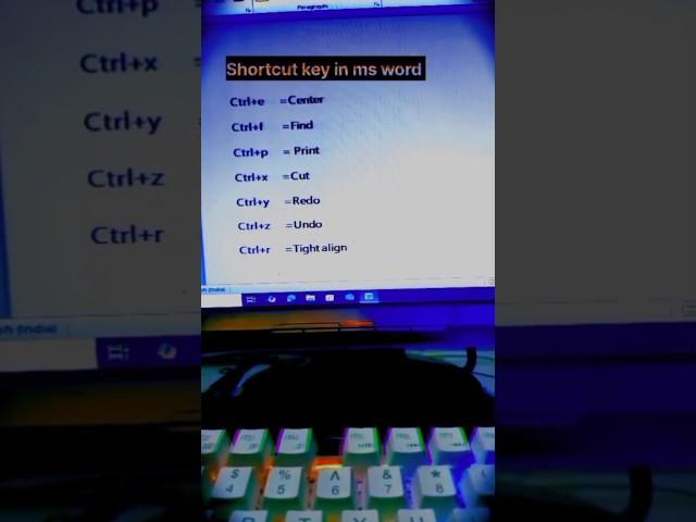 ms word shortcut keys #shorts