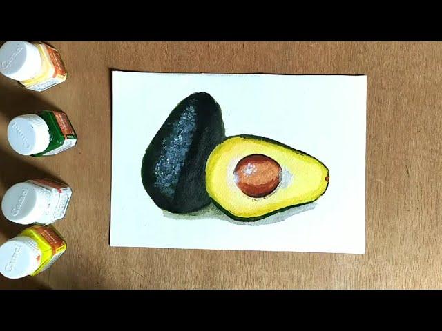 How to paint avocado with camel Fabrica acrylic colours|| simple and easy|| draw with ease