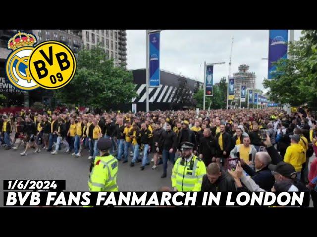 BVB FANS FANMARCH IN LONDON || Borrusia Dortmund vs Real Madrid || final Champions league 1/6/2024