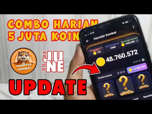 Hamster Kombat Daily Combo Card 5M Coin Today 14-15 June 2024 | Combo Harian Hamster Kombat Hari Ini