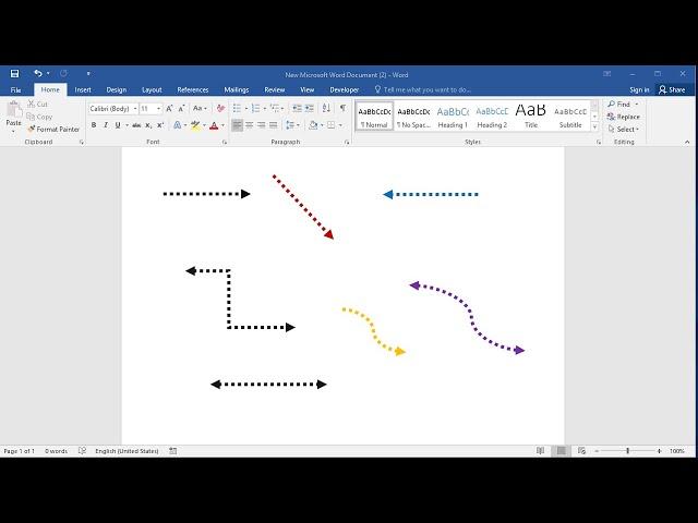 How to create dotted arrows in Word