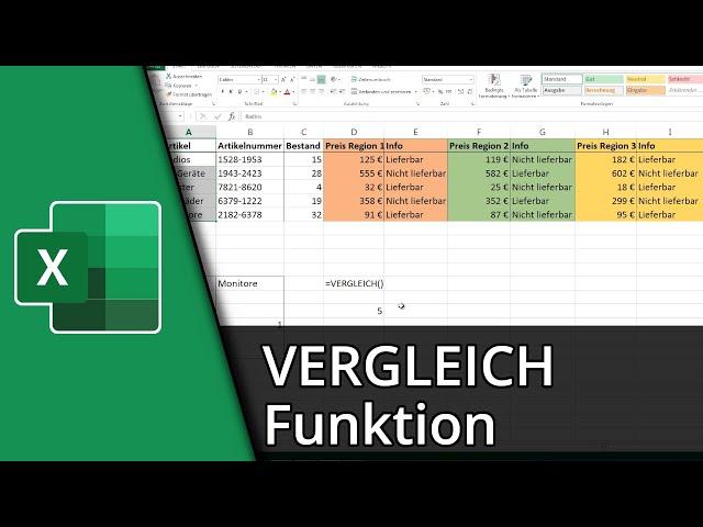 Excel Vergleich Funktion | =VERGLEICH()  Tutorial