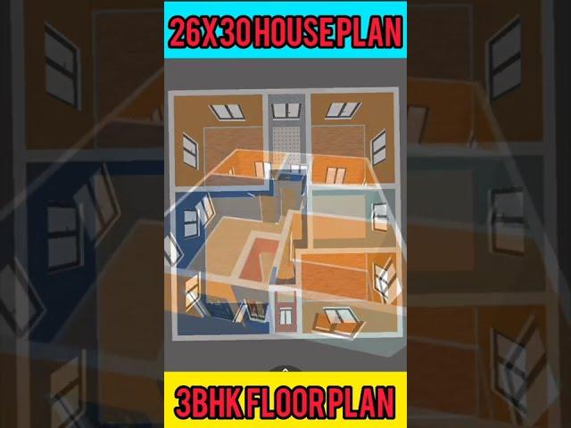 26 x 30 House Plan | 26 x 30 House Design | 26 x 30 Ghar ka Naksha | 780 sq ft House Plan #Shorts