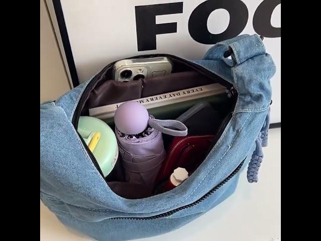 캐주얼 대용량 데님 여성 크로스백 트렌디 학생 통근 숄더백 #bag #크로스백 #fashion #totebag #handbags #가방