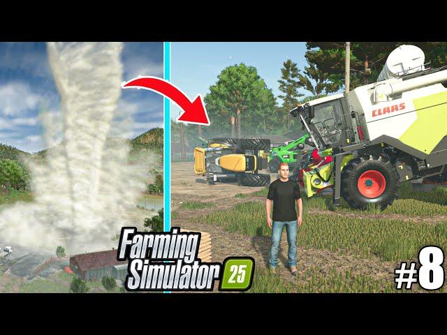 DISASTER! FARM GOT HIT BY MASSIVE TORNADO | Farming Simulator 25 - HUTAN PANTAI | Episode 8