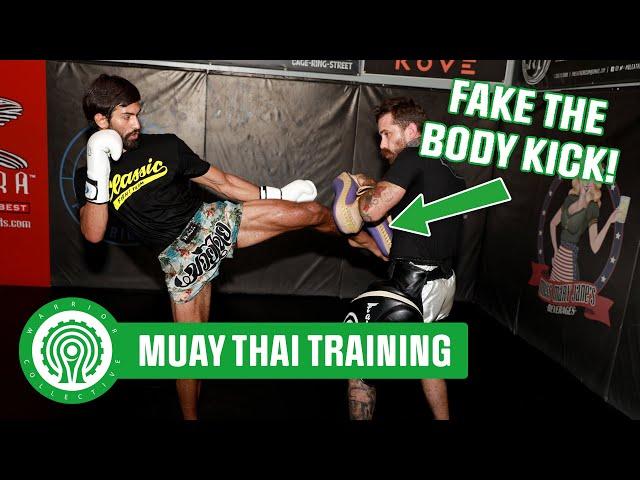 Muay Thai Training - Faking the Left Body Kick with Tyler Wombles