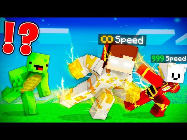 GODSPEED and FLASH Speedrunners vs Hunter in Minecraft - Maizen JJ and Mikey