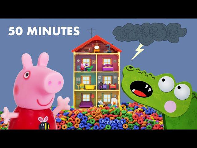 Silly Crocodile's Peppa Pig Toy Games | Crocodile Hiding Compilation