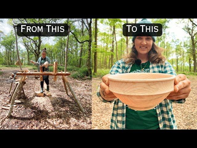 How To Turn A Wooden Bowl On A Pole Lathe - Raleigh Klotzek (Wild Crafted Home)