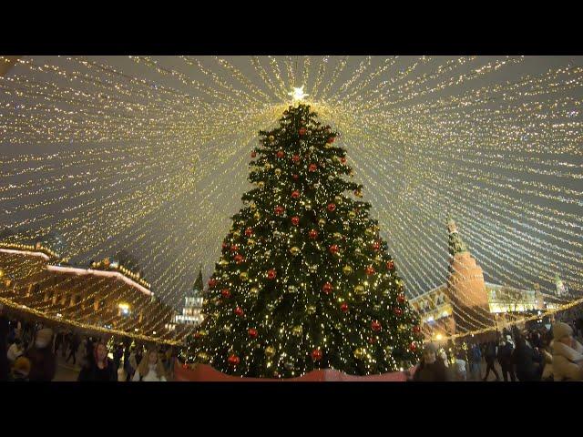 Christmas & New Year Russia, Walking Moscow, Manege square 4K | Новый Год