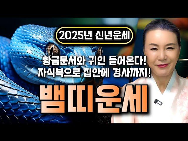 2025년 대박나는 뱀띠 신년운세황금 문서와 귀인 들어와 모든것을 보답받을 금전 대운 열린다! 말년에 자식복으로 집안에 경사까지! 65년생 77년생 89년생 01년생 뱀띠 운세