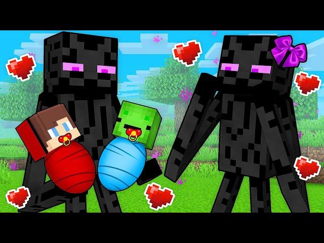 Mikey and JJ Joined The Enderman Family in Minecraft! (Maizen)