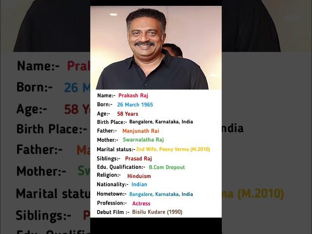 Prakash Raj Biography #prakashraj