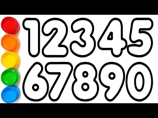 1234567890, How to Draw Number 1 to 10 for kids | Kids Drawing Videos | KS ART