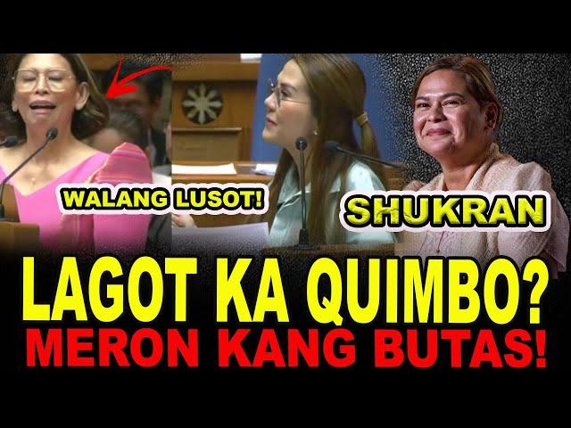 HALA!LAGOT SI QUIMBO NAGSISINUNGALING BA ? VP SARA RERESBAK NA ?