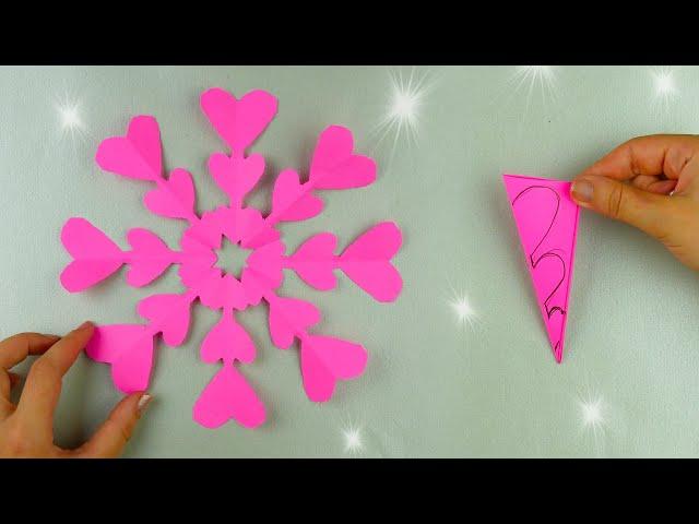 Paper Cutting Design️How to make a heart snowflake [Clear tutorial fast and easy]