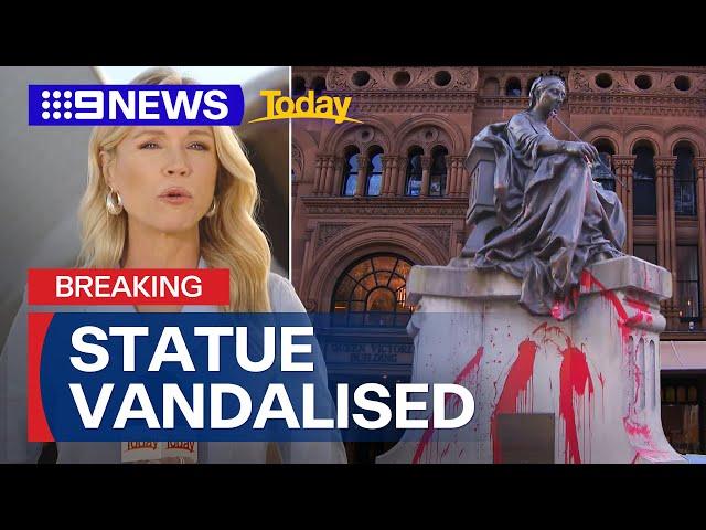 Royal statue vandalised in Sydney | 9 News Australia