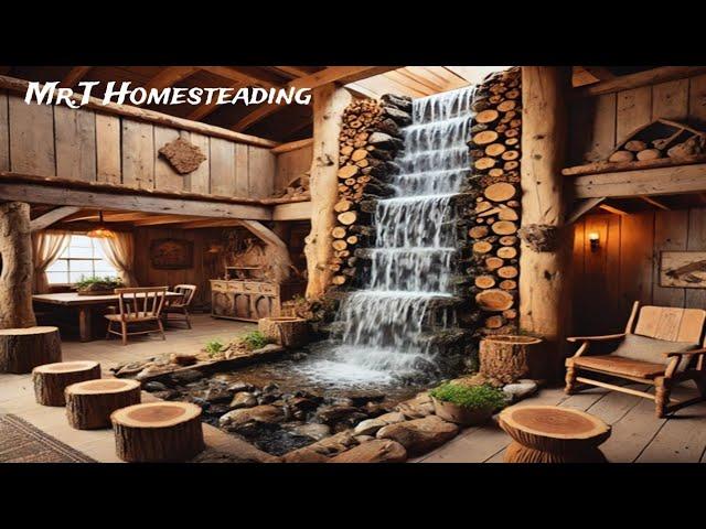 Cabin Build on Off-Grid Homesteading: 360° Indoor Waterfall Inspired by Singapore's Rain Vortex_EP2