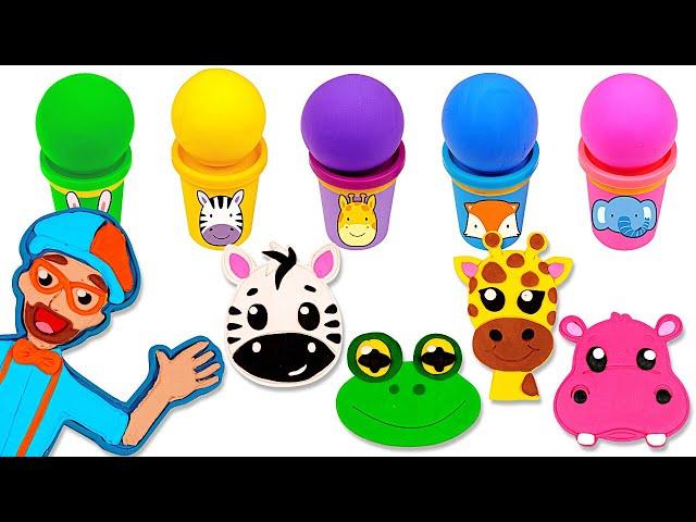 Learn Animals with Blippi!  Colorful Dough Jungle Adventure