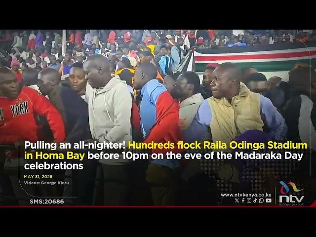 Hundreds flock Raila Odinga Stadium in Homa Bay on the eve of the Madaraka Day celebrations