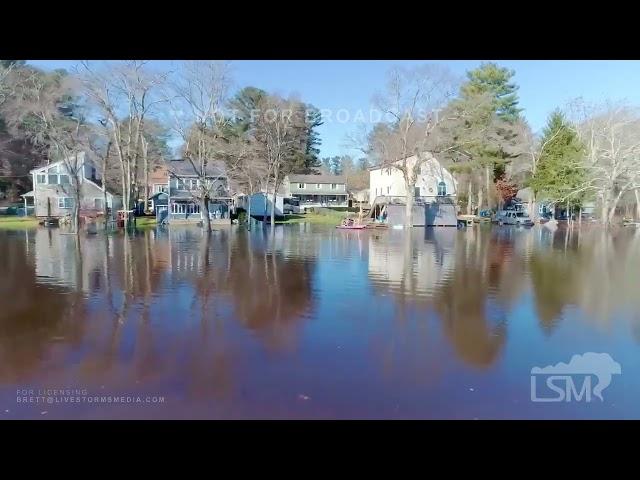 01-27-2023 East Bridgewater, MA - Aerials- Broken Dam Leads To Extensive Flooding Of Neighborhoods