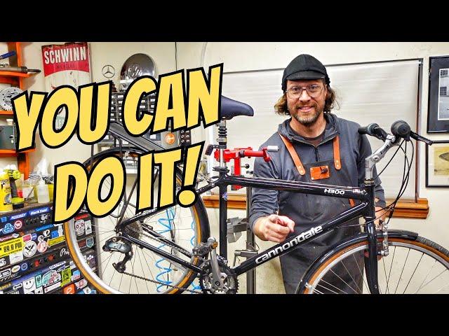 Basic Bicycle Tuneup ANYONE can do at home! Cannondale hybrid revival!