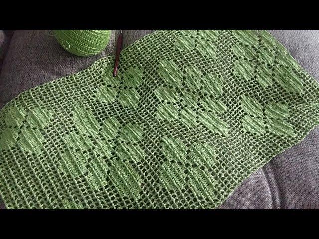 How to knit a crochet napkin rectangular in the technique of fillet knitting Part 1