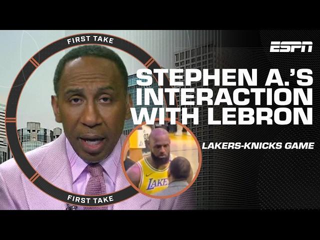 Stephen A. addresses courtside confrontation with LeBron James at Lakers-Knicks | First Take